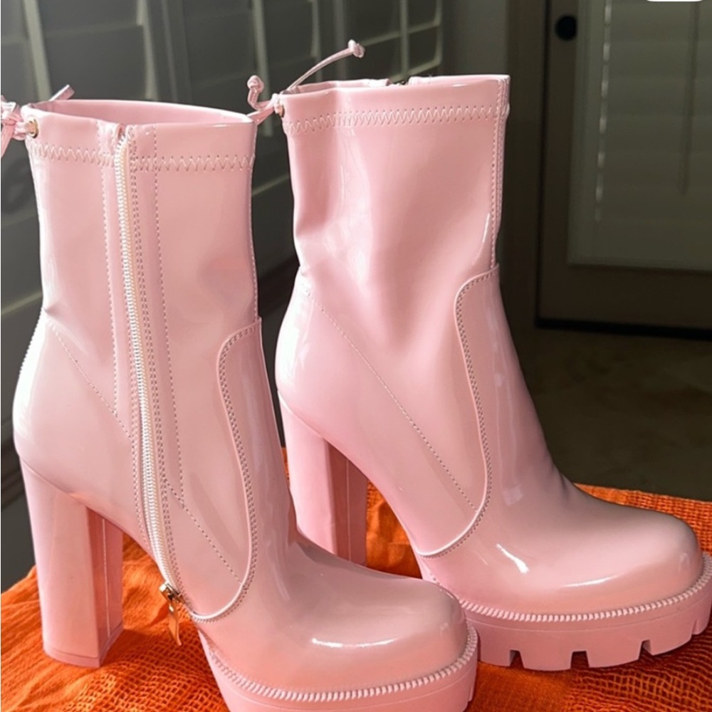 Alexanda Wang Glossy Pink Heeled Boots - Picture 2 of 2